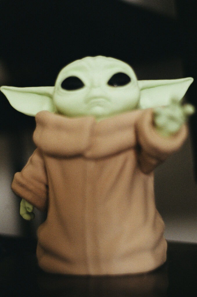 grogu figurine closeup
